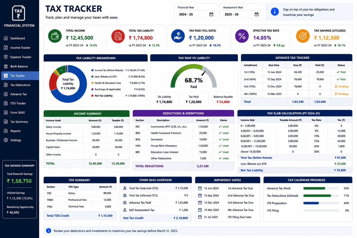 Tax tracker screenshot